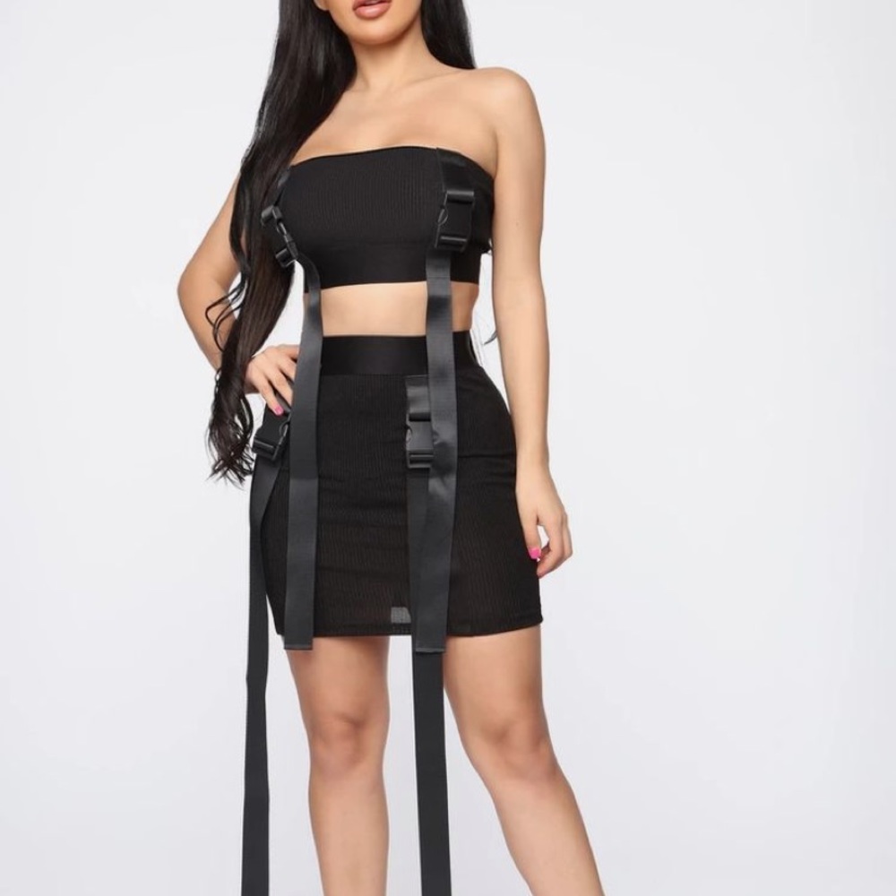 Buckled tube top and buckled mini skirt.NEVER WORN